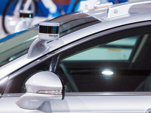 Velodyne self driving car sensor at the North American International Auto Show media preview January 9, 2017 in Detroit, Michigan. (Shutterstock)