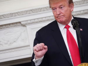 US President Donald Trump addresses the National Association of Attorneys General in the State Dining Room of the White House in Washington, DC on March 4, 2019. (AFP)