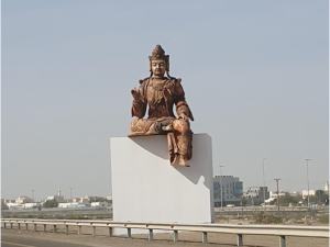 Emiratis are stunned by the massive Buddha sculpture on Sheikh Zayed Road. (Twitter)