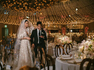 العارضة شانيل إيمان بفستاني زفاف بتوقيع زهير مراد