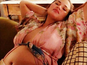 Closer look: Chrissy Teigen, 32, shared an ultrasound of her unborn baby boy via Twitter on Saturday, as she's expecting her second child with husband John Legend (Source: Chrissy Teigen - Twitter) 