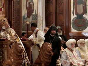 Coptic Pope Tawadros II leads an Easter service in Egypt. (AFP/File) Coptic Pope Tawadros II leads an Easter service in Egypt. (AFP/File)