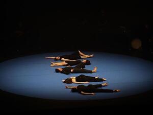 Dancers perform a work entitled “Minaret” by choreographer and dancer Omar Rajeh (Twitter)