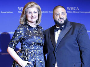 The Palestinian music producer took cofounder and editor-in-chief of The Huffington Post, Arianna Huffington, as his date. (AFP)