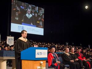 Donald Trump Jr. spoke at a graduation ceremony for the American University in Dubai this week. (Facebook)