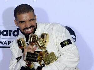 The rapper has filmed a video for his recently-released God's Plan album at Miami Senior High.
 (Source: Jim Ruymen/UPI)