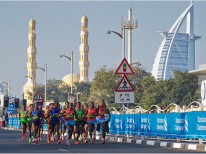 The Standard Chartered Dubai Marathon unfolds over 42km of the city's streets, involves more than 30,000 competitors and has several stretches of Dubai's road network closed for half a day.