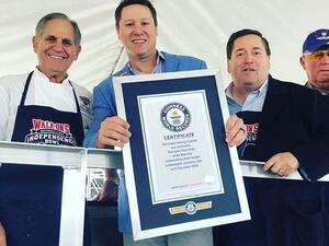 Chef John Folse earns Guinness World Record for cooking up a 6,800-pound pot of gumbo. (Twitter)