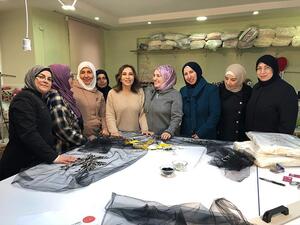 Syrian refugees' fabric showcased at London. (Twitter)