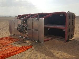 Six tourists were seriously injured after their hot air balloon crashed to the ground in Sharjah. (Courtesy of Sharjah Police)