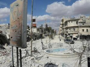 دمار في احد احياء مدينة الباب

