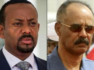 رئيس وزراء اثيوبيا ابيي احمد (يسار) ورئيس اريتريا ايسايس افورقي
