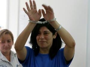 النائبة الفلسطينية خالدة جرار عند مثولها امام محكمة عوفر العسكرية الاسرائيلية
