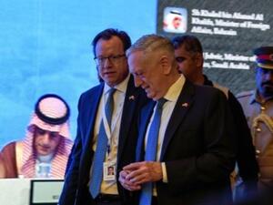 وزير الدفاع الأميركي جيمس ماتيس في الدورة ال14 "لحوار المنامة" الذي ينظمه المعهد الدولي للدراسات الاستراتيجية
