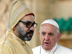 البابا مع ملك المغرب محمد السادس البابا مع ملك المغرب محمد السادس