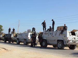 Egyptian security forces on patrol in the Sinai peninsula. (AFP/File)