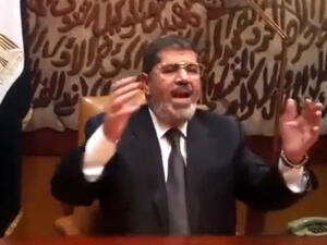 An image grab taken from a video released by the Muslim Brotherhood Office shows ousted Egyptian president Mohamed Morsi speaking on July 3 (Muslim Brotherhood Office / AFP)