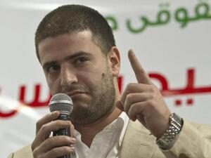 EGYPT, Cairo : Osama Mohamed Morsi son of Egypt's ousted president Mohamed Morsi speaks during a press conference in Cairo on July 22, 2013.  AFP PHOTO / KHALED DESOUKI