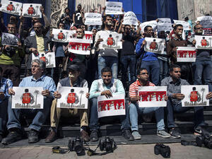 Thousands of activists, as well as several journalists, have been detained since former army chief and now President Abdel Fattah al-Sisi overthrew predecessor Mohamed Morsi in 2013. (AFP/Mohamed El-Shahed)