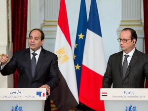 Egypt's President Abdel Fattah Al Sisi and President Francois Hollande at Élysée Palace, Paris 26 November 2014. (AFP/Alain Jocard)