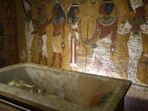 The sarcophagus of King Tutankhamun, known as the 'Child Pharaoh' in its burial chamber. (AFP/ File Photo)