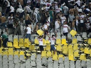Zamalek fans rip out seats of the Borg al-Arab stadium in Alexandria earlier this month (file photo)