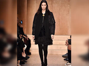 Bella Hadid's fierce expression matched her gothic-inspired look at Givenchy. (Instagram/Bella Hadid)