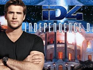 Director Roland Emmerich, Liam Hemsworth and Jeff Goldblum at the Independence Day Resurgence Dubai press conference. (Twitter)