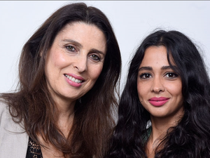 Palestinian director Mai Masri (L) with the star of 3000 Nights Maisa Abd El Hadi, at the Toronto Film Festival. (AFP/Jeff Vespa)