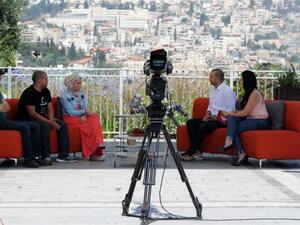 Israeli Arab actor Doraid Liddawi and Afaf Sheni are the hosts of P48's morning show. (Photo courtesy of Haaretz)