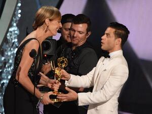 First time lucky? Rami Malek beat seasoned actors such as Kevin Spacey and Liev Shreiber for the Outstanding Lead Actor in a Drama Series award. (Valerie Macon)