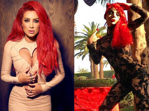 Bassem Feghali impersonating Maya Diab in one of his spoofs. (Image: Albawaba edit)