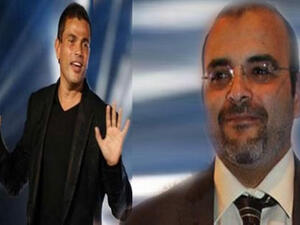 الشاعر الغنائي أيمن بهجت قمر والفنان المصري عمرو دياب