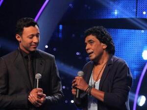 الفنان محمد منير ومقدم عرب ايدول احمد فهمي 