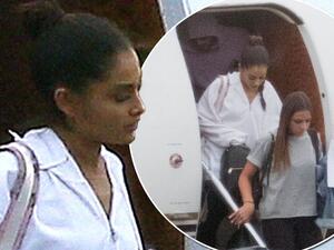 Ariana Grande lands in London to headline her Manchester fundraising concert next Sunday. (FameFlynet)