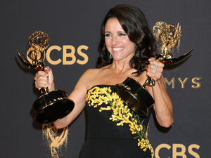 Julia Louis-Dreyfus with her Emmys. (Kathy Hutchins / Shutterstock.com)