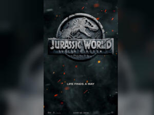 The dinosaurs on the human abandoned Jurassic Park island face another round of extinction when a volcano threatens to engulf the area in molten lava. (Source: poster art copyright belongs to Universal Pictures)