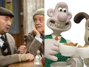 Left: Peter Sallis in "Last of the Summer Wine"; Right: "Wallace and Gromit" (Aardman Animations / BBC)