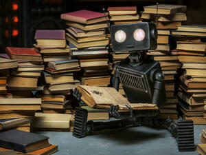 A robot reads at home. (Vasilyev Alexandr / Shutterstock.com)