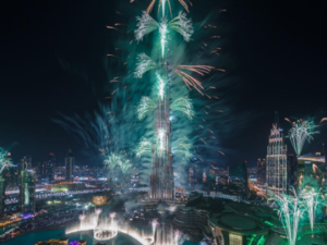 His Highness Shaikh Hamdan, the Dubai Crown Prince, recorded an Instagram story of Burj Khalifa gearing up for the show. (Instagram) 