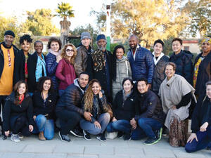 A group of Hollywood TV actors including Mark Pellegrino (sixth from left) take part in an American Voices in Israel tour. (Courtesy Israeli Ministry of Strategic Affairs and Public Diplomacy) 