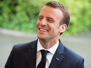 French President Emmanuel Macron at the national centre of football for a visit to the french team of Football before the World Cup in Russia. (Shutterstock/ File Photo)