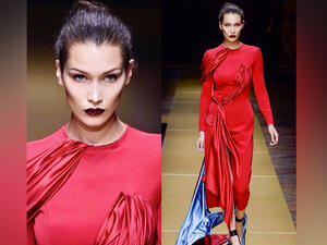 The Versace fashion show was held at Palais Brongniart in Paris on Sunday. (Instagram)