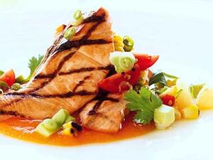 سمك السلمون مع البابايا