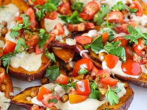 قوارب البطاطا الحلوة الشهية