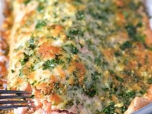 سمك السلمون مع البارميزان