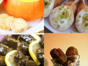 شوربة القرع، ورق عنب على الطريقة المصرية، وقطايف بالقشطة