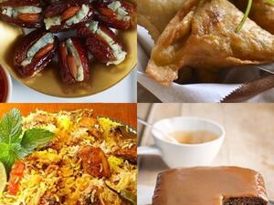 سمبوسك باللحم وبرياني دجاج وكعكة التمر