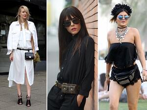 عارضات أزياء وممثلات يضعن حقيبة الحزام