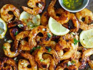 الروبيان المشوي بالعسل والكاجون